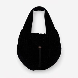 Relativity Vintage Black Velour Beaded Shoulder Bag Evening Formal